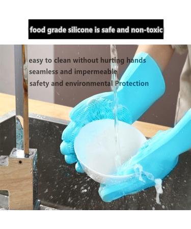Dishwashing Gloves Silicone Multifunctional Reusable Housework Gloves Thick Heat Insulation Cleaning Magic Kitchen Gloves with Sponge Scrubbers for Washing Bathroom Kitchen Car and More (Blue) - Buy Online on GoSupps.com