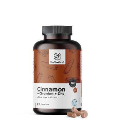 Be Healthy Group doo Cinnamon with Chromium and Zinc 240 Vegetable Capsules Vegetarian High Dosage 4month supply Top Quality 3 Active Ingredients Support Blood Sugar Levels