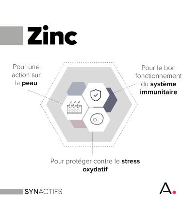 ARAGAN - Synactives - Zincactives - Immunity and Skin Supplement - Zinc Vitamins B5 and B6 - 60 capsules - 1 month taken - Made in France - Buy Online on GoSupps.com