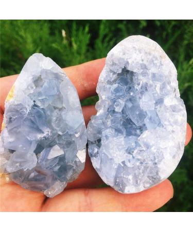 Room Decoration Natural Crystal Rough Natural Blue Crystal Cave Quartz Celestite Crystal Specimen Cluster Specimen Blue Crystal Cave Home Decoration Decoration 1pcs 90g--100g