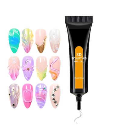 doyandader 3D Nail Gel Long Lasting Beauty Product 15ml Clear Nail Modeling Gel for Salon Home Party Holiday Daily Photo Shoots Wedding Travel Beginners