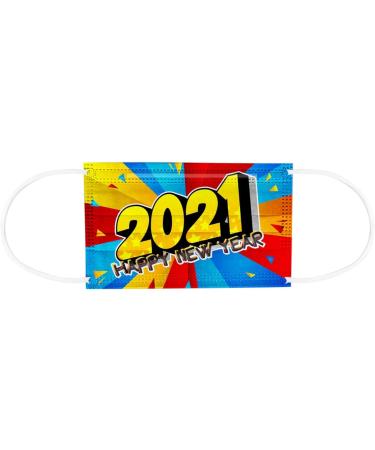 ZQP 50PCS Happy New Year Face_Mask for Women Men 2021 Disposable Breathable 3 Ply Filter Face Protective Balaclava Mouth Dustproof Anti-Droplets Face Scarfs Bandanas for Adults Goodbye 2020 - Buy Online on GoSupps.com
