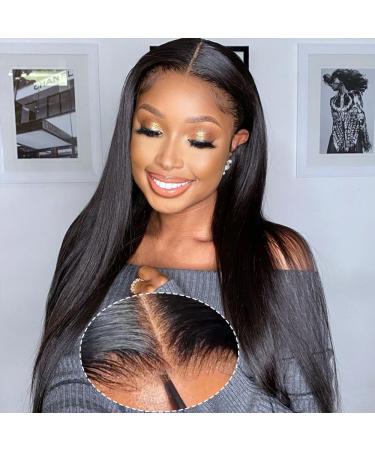 WIG GLUEST WEAR AND GO GLUEST LACE REAL WIG YDDM 5x5 HD Lace 22 Inch Pre Plucked Pre Cut 180% Density Straight Human Wig Glueless Lace Wig Human Ready to Wear Closure Wig 22 inch 5x5 Natural Black Straight Wig - Buy Online on GoSupps.com