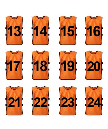 TOPTIE Sets of 12 Numbered Training Vest (#13-24), Soccer Pinnies