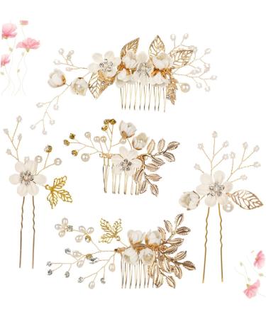 FRCOLOR Set of 5 Pearl Hair Clips White Clothes Hair Accessories Hair Clips with Rhinestone Tiara for Wedding Bridal Comb Bridal Hair Comb Wedding Headpiece Bridal Hair Pin Set - Buy Online on GoSupps.com