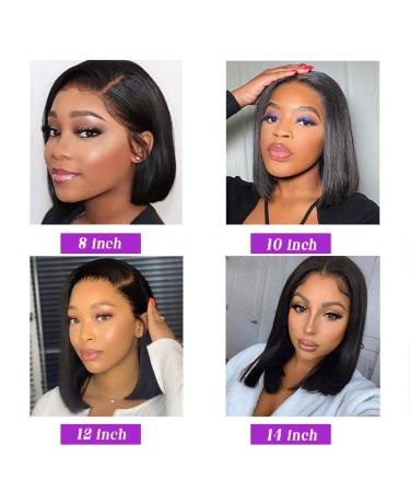 10 inch Brazilian Virgin Human Hair Straight Bob Wig | HD Lace Front | 160% Density | Natural Color - Buy Online on GoSupps.com