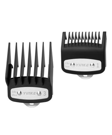 YINKE Clipper Guards Premium for Wahl Clippers Trimmers with Metal Clip - 2 Cutting Lengths is 1/8”and 3/8”(3 and10mm) Fits All Full Size Wahl Clippers (pack of 2) (Black)