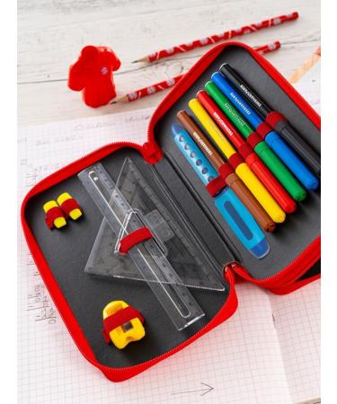 FC Bayern Munich Double Case - Stripes - Red-White Filled Pencil Case with Bookmark | Shop FCB Merchandise - Buy Online on GoSupps.com