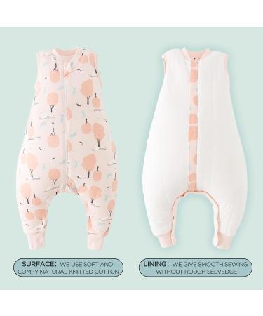 DuoMiaoMiao Baby Sleeping Bag with Legs | 1.5 TOG | 100% Cotton Wearable Blanket | Unisex | 6-18 months | 65cm | Pink Forest Design - Buy Online on GoSupps.com