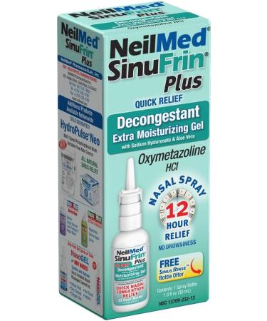 NeilMed SinuFrin Plus Decongestant 12 Hour Nasal Congestion Moisturizing Gel with Sodium Hyaluronate & Aloe Vera - 30mL Bonus Pack - Buy Online on GoSupps.com