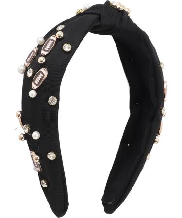 Valentine Day Rhinestone Knotted Headband for Women with Top Knot Design Exquisite Appearance for Matching Clothes (Black) - Buy Online on GoSupps.com