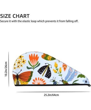 Microfiber Hair Drying Cap - Soft Absorbent Towel Wrap for Curly Long & Thick Hair | Quick Dry Insects & Flowers Design - Buy Online on GoSupps.com