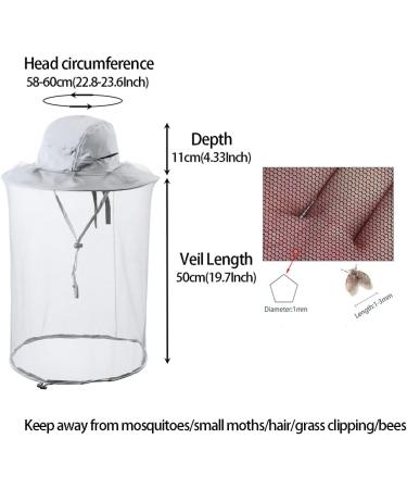 ZffXH Head Net Safari Hat with Mosquito Netting - Light Grey | Perfect for Gardening, Hiking, Fishing | Men and Women Sun Cap - Buy Online on GoSupps.com