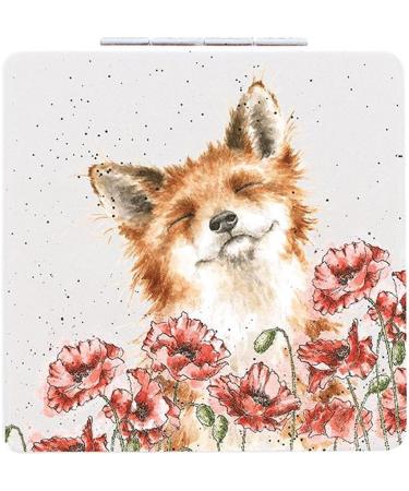 Buy S2T Wrendale Folding Pocket Mirror - Fox in Poppy Bed Motif Grey Gift Box | International Shipping Available - Buy Online on GoSupps.com