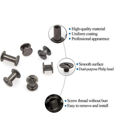 90 Sets Black Chicago Screw Leather Assorted Kit - 6 Sizes for DIY Leather Craft and Bookbinding | M5 X 4 5 6 8 10 12 | Gun Black Rivets - Buy Online on GoSupps.com