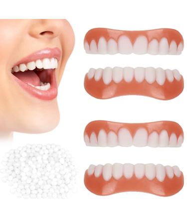 Flipped Warmth 2 Pairs Temporary Dentures Dental Prosthesis Fake Tooth Veneer DIY Removable Upper and Lower Dentures for Men Women