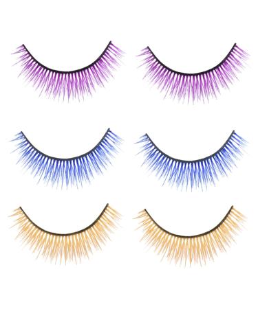 minkissy 3 Pairs 3d False Eyelashes Halloween Party Eyelashes Soft Eyelashes Dramatic Eyelashes Dollsthetic Lashes Faux Lashes Fake Eyelashes Synthetic Silk Fiber Three-dimensional