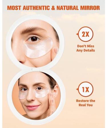 Gercy LED Compact Mirror with 3 Color Lights | Portable Purse Pocket Mirror 1x/2x Magnification | USB Rechargeable 3.5 inch Round Travel Mirror - Buy Online on GoSupps.com