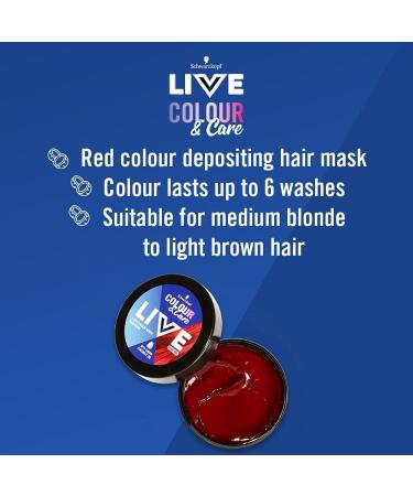 Schwarzkopf LIVE Colour & Care Hair Mask 5 Minute Wash Out Ruby Red Dye 150ml - Lasts up to 6 Washes - Buy Online on GoSupps.com