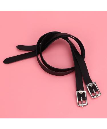 Yosoo Health Gear Black Leather Spur Straps - 1 Pair, Adjustable Buckle, 50cm - Ideal for Horse Equestrian Riding Control - Buy Online on GoSupps.com