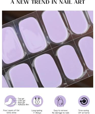 Ebanku 20pcs Pastel Violet UV Gel Nail Film - Self-Adhesive Nail Stickers & Foil Wraps with Nail File for Women & Girls - Perfect for Nail Art Decoration - Buy Online on GoSupps.com