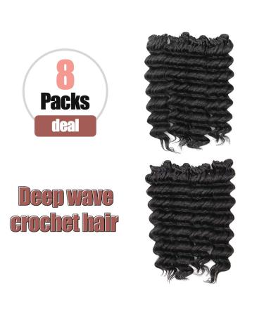 Ocean Wave Deep Twist Crochet Hair 14 Inch - 8 Packs Natural Black Synthetic Braiding Hair Extensions - ToyoTree - Buy Online on GoSupps.com