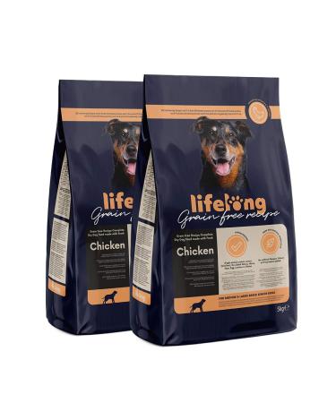 Amazon Brand - Lifelong Complete food for senior dogs of medium and large breeds without cereals made with fresh chicken meat - 5kg*2