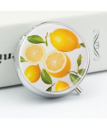 Portable 3 Compartment Pill Box - Travel-Friendly Lemon Print Pill Organizer for Purse & Pocket - Buy Online on GoSupps.com