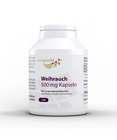 Vita World Boswellia serrata Extract (65%) 500mg Incense Weihrauch 120 Vegetarian Capsules + B Vitamins Made in Germany