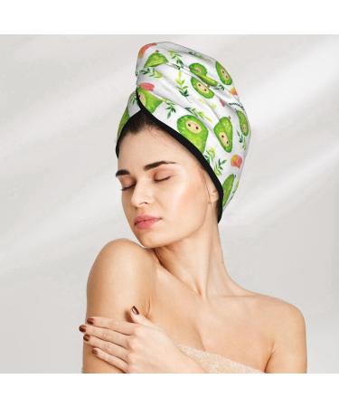 Kawaii Avocado Microfiber Hair Towel Wrap | Super Absorbent Coral Velvet Quick Dry Cap for Long Curly & Thick Hair - Perfect for Women - Buy Online on GoSupps.com