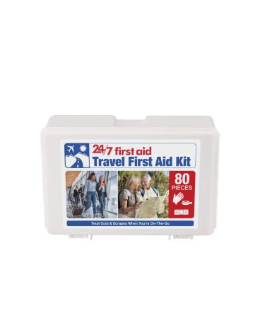 80 Piece Travel First Aid Kit Plastic Case