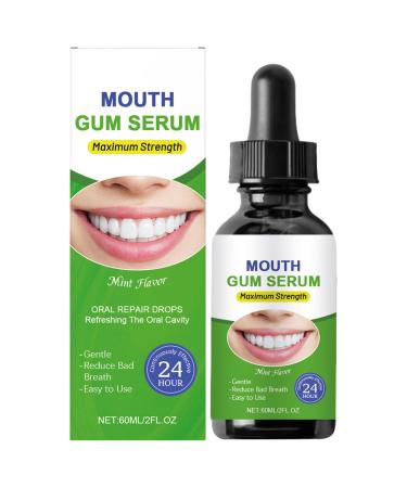 Natural Gum Repair Drops for Adults 60ml Mint Flavor Relieves Receding Gums Bad Breath & Dry Mouth Alcohol-Free Oral Care Solution
