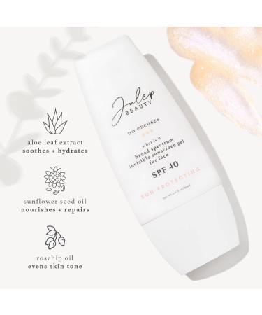Julep No Excuses SPF 40 Clear Facial Sunscreen | Broad-Spectrum Glow Moisturizer | Non-Greasy Formula for Sensitive Skin | 1 Fl Oz - Buy Online on GoSupps.com