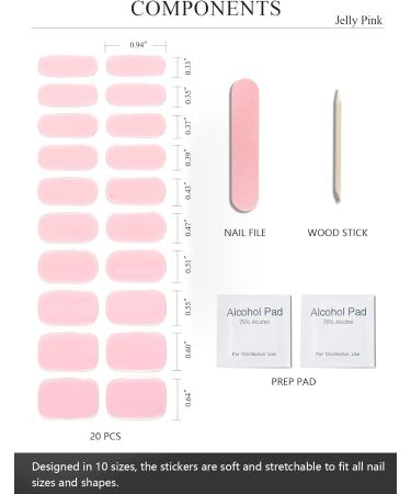 AutyaMee Semi Cured Gel Nail Strips (Jelly Pink)-20 PCS Gel Nail Stickers | UV Light Required | Gel Nail Wraps Salon Quality & Easy to Use - Buy Online on GoSupps.com