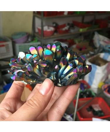 Crystal Rough Home Decoration 200-210g Natural Metal Colour Aura Angel Crystal Cluster Titanium Coating Quartz Angel Cluster s - Buy Online on GoSupps.com