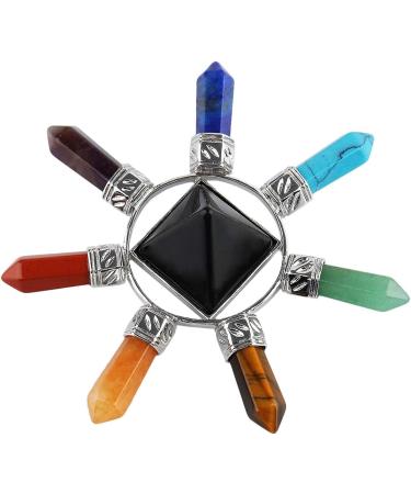 Lovionus89 Crystals & Healing Stones - 7 Reiki Crystal Points Pyramid Energy Generator Black Agate Chakra Stones Decoration | International Shipping Available - Buy Online on GoSupps.com