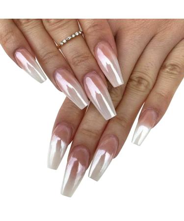 Magic White Pearl Chrome Nail Powder for Fairy Shell Nails - Holographic Ice Glitter with Tool - Buy Online on GoSupps.com