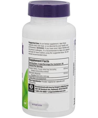 Oregon's Wild Harvest Nettle Quercetin - 60 Vegan Capsules for Allergies & Immune Support - Buy Online on GoSupps.com
