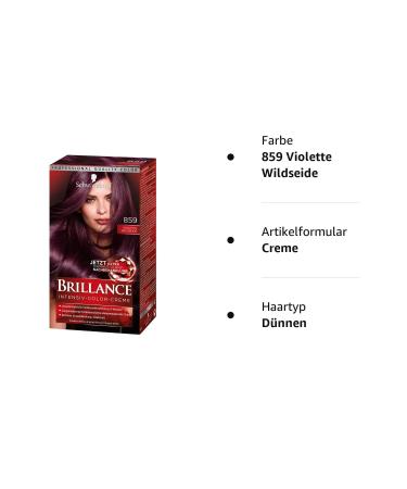 Schwarzkopf Brilliance Intensive Color Cream 859 Violet Wild Silk - Level 3 3 Pack with Extra Diamond Gloss Treatment | International Shipping Available - Buy Online on GoSupps.com