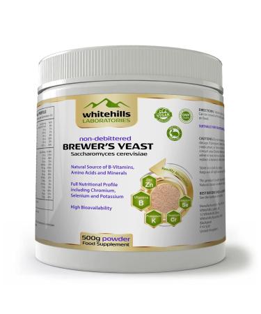 Brewer's Yeast Powder 500g Non-debittered Saccharomyces cerevisiae Natural Source of B-Vitamins Chromium Selenium and Potassium from Whitehills Laboratories UK 500 g (Pack of 1)