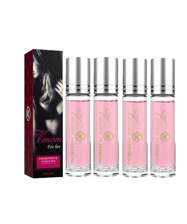 Pheromone Perfume Enhanced Scents Pheromones for Women Long-lasting and Personal Roll-on Perfume Portable Perfume Female Cologne for Women to Attract Men (0.33Oz) (4 pcs)