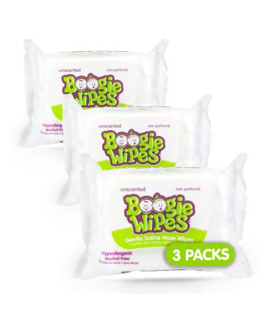 Boogie Wipes Gentle Saline for Stuffy Noses Simply Unscented, White, 90 Count