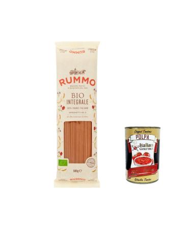 Italian Gourmet E.R. Rummo Pasta Integrale Spaghetti No. 3 Pack of 10 Italian pasta 500g + Italian Gourmet polpa 400g