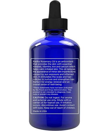 Radha Beauty - 4 oz. Rosemary Essential Oil - 100% Pure Therapeutic Grade Steam Distilled for Aromatherapy Relaxation Scalp Healthy Hair Growth Dry Skin DIY Essential Oil - Buy Online on GoSupps.com