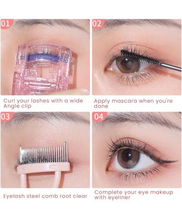 4pcs Eyelash Curler Set Lash Comb Mascara Guard Makeup Lash Comb Upper Lower Lash Helper Tool Eyelashes Clean Lash Brush for Women Girls(Pink) - Buy Online on GoSupps.com