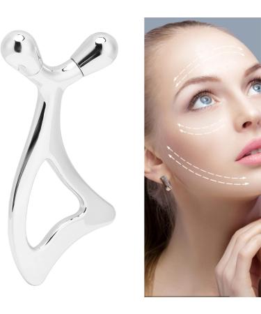 Portable Silver Face Massage Device - Gua Sha Spoon Tail Comfortable Manual Metal Massager for Relaxation & Skincare - Buy Online on GoSupps.com