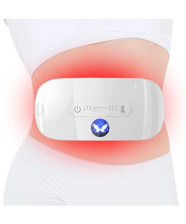 Menstrual Heating Pad  Electric Cordless Heated Waist Belt Fast Heating Pad with 3 Heat Levels and 3 Vibration Massage Modes  Menstrual/Period  Back or Belly Pain Relief for Women or Girl (White)