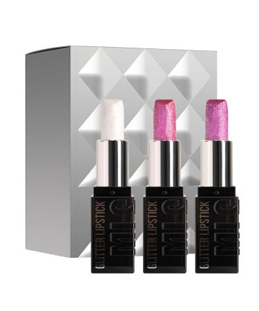 Glitter Lip Gloss - 3 Lipsticks with Luminous Finishes | Anti-perfume For Office Home Evening and Travel
