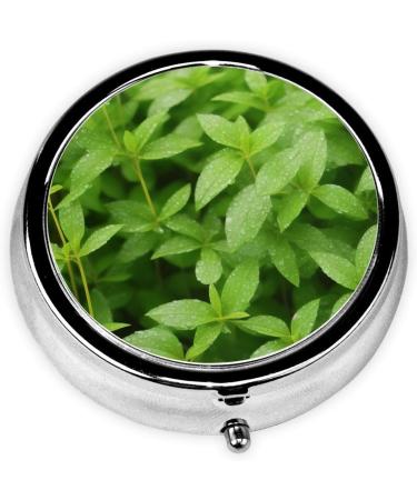 Leaf Rain Printed Mini Round Pill Box | 3 Compartment Travel Pill Organizer | Portable Medicine Case for Pocket & Home Use - Buy Online on GoSupps.com