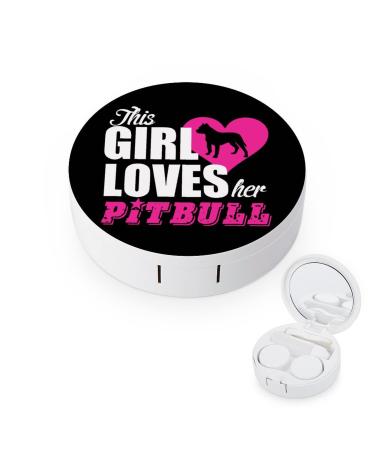 This Girl Loves Her Pitbull Round Case For Contact Lens Kit Storage Box with Mirror Printed